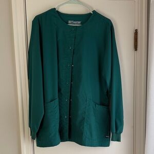 Grey's Anatomy Hunter Green Snap-Front Scrub Jacket